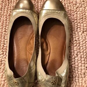Coach Gold and Tan Leather Flats